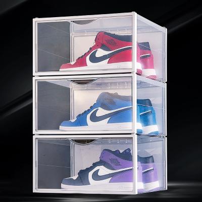 China Viable Shoe Organizer For Sneaker Display Shoe Containers With Clear Door Stackable Shoe Storage Boxes for sale