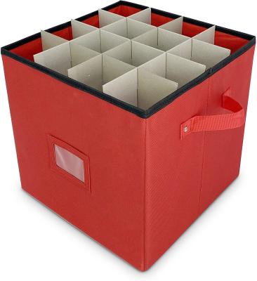 China Sustainable Christmas Ornament Storage Box With Zippered Closure Durable Nonwoven Ornament Storage Container, Two Handles for sale