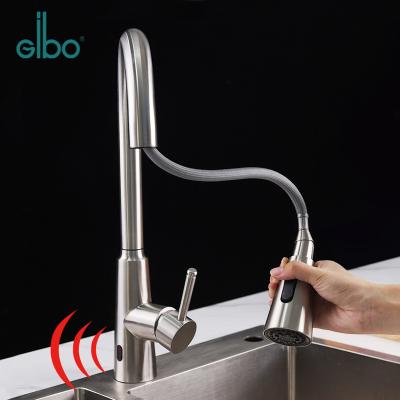 China Modern Touchless Sense Faucets Smart Pull Out 304 Stainless Steel Automatic Sensor Kitchen Faucet Sink Faucet for sale