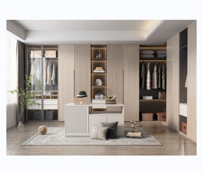 China Adjustable (height) Professional latest walk in closet wardrobes design high quality mdf bedroom wardrobe design Plywood closet for sale