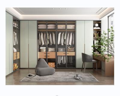 China Adjustable (other) elegant walk in closet wardrobe glass doors modern minimalist corner wardrobe closet for sale