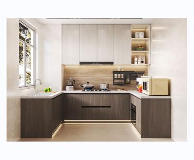 China Kitchen furniture Design High Gloss Kitchen Cabinet china brand factory  Wholesales cheap Kitchen Furniture Design Wood Veneer Kitchen Cabinet for sale