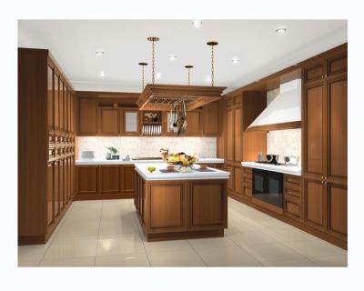 China Environmental Friendly high end design customized American style kitchen cabinets solid wood luxury wooden kitchen cabinet for sale