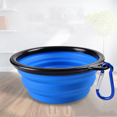 China Viable Pet Folding Black Box Bowl With Key Chain Outlet Travel Dog Bowl Stain Portable Pet Supplies Wholesale for sale