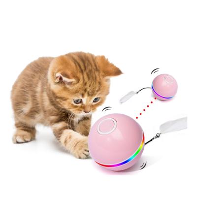 China Sustainable Pet Food Ball Dog Toys Rotating Cat Laser Toy Rope Pull Flashing Glow Electronic Pinball Track For Rubber Small And Nature for sale