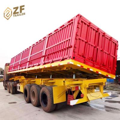 China Truck Trailer Self Side Unload 3 Axle Side Dump Tipper Truck Trailers for sale