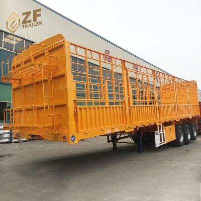 China Truck trailer 3axles 60tons side wall cargo barrier semi trailer animal transport barrier semi truck trailer for sale