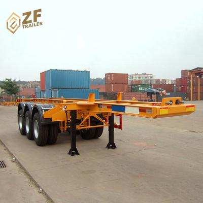 China Tri axles 20ft trailer truck skeleton chassis container price 40ft skeleton semi trailer for sale in Kenya for sale