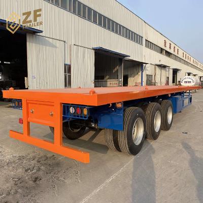 China Truck Trailer 40 Tons 45 Feet New 3 Axles Flat Bed Container Semi Trailer In Dubai for sale