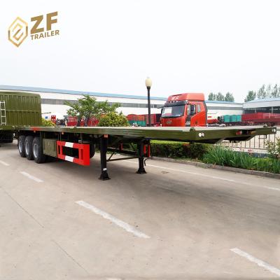 China China 3 Axles Container Flatbed Chassis Flatbed Semi Trailer Truck Trailer for sale