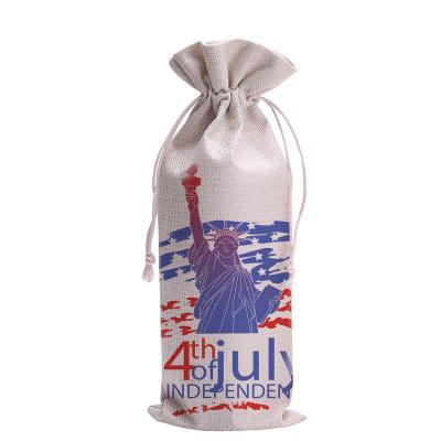 China Patriotic Wine Bag Drawstring Wine Bottle Bags Drawstring Pockets Independence Day Patriotic Wine Bottle Cover Bags for sale