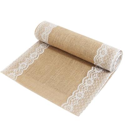 China Jute Wedding Rustic Burlap Table Runner 12X108 Burlap Lace Table Runner Hessian Country Sustainable Burlap Christmas Decor for sale