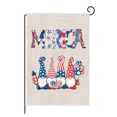 China Zx Patriotic Home Flag Gnomes Garden Flag Stripe And American Flag Double Sided Star Printed Yard Decor Vertical Outdoor Banner for sale