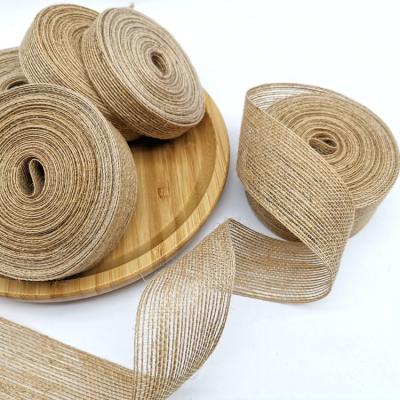 China Viable Hemp Webbing DIY Burlap Ribbon Lace Burlap Ribbon Wrapping Bouquet Burlap Fish Silk Ribbon for Rustic Wedding for sale