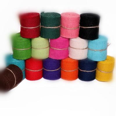 China Eco-Friendly Hessian Burlap Fabric Rolls For Wedding Party Holiday Decoration 6cm Width Hessian Woven Burlap Fabric Ribbon Manufacturer for sale