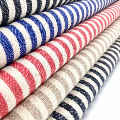 China Breathable yarn dyed stripe knitted jacquard weave burlap fabric cotton combed dyed cotton fabric for shoes and bag jacquard canvas for sale