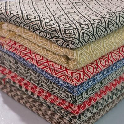 China Jute Breathable Upholstery Fabric For Sofa Burlap Cotton Tricot Home Textile Furniture Burlap Cotton Fabric Ethnic Color Sofa Material for sale