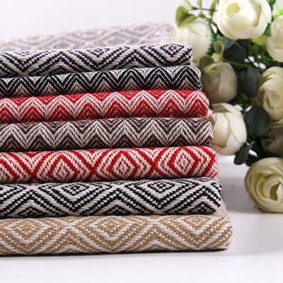 China Breathable Colorful Jute Cotton Woven Burlap Fiber For Bag Cushions Jacquard Cotton Fabric Yarn-dyed Cotton Canvas For Sofa Furniture for sale