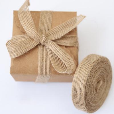 China 25MM Burlap Burlap Viable Ribbon Bouquet Gift Wrap Silk Floristry Wrapping Fish Opens DIY Vintage Burlap Webbing Ribbon for sale