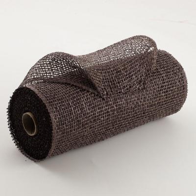 China PP Solid Outdoor Decoration Projects / 10 Inch Wide Deco Poly Burlap Mesh Chocolate Color Great For Garlands for sale