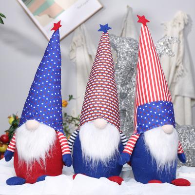 China Environmental Friendly Design Dwarf Gnome American Flag Dolls Faceless Independence Day Ornaments Striped Elf Doll Gnome Decor for sale