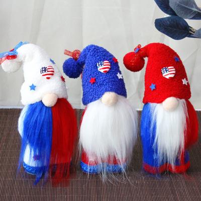 China Environment Friendly American Uncle Sam Genome Handmade Plush Elf Veterans Day Gnome Plush Scandinavian Tomte Couples Elf Decor for sale