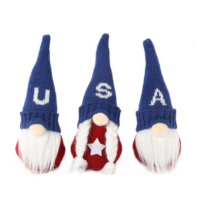 China Patriotic Environmentally Friendly Gnome Doll Veterans Day Independence Day Ornaments Standing Figurine For 4th Of July Gift Plush Faceless Doll for sale