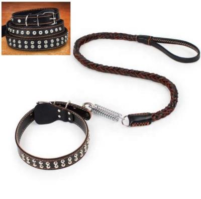 China 8 Strands Quick Release Pet Rope Leash Genuine Leather Dog Collar Full And Woven Heavy Duty Braided Leash Cheapest for sale