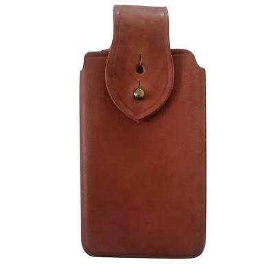 China With Holder Genuine Leather Carrying Case For Cell Phone Cowhide Cell Phone Holster Case Cell Phone Carrier Belt Handmade Pouch for sale