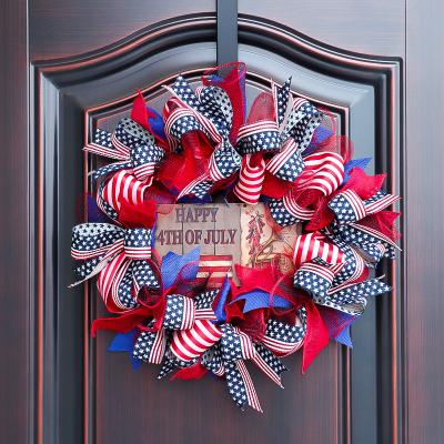 China Patriotic Front Door Decor Independence Day Garlands For Front Door July 4th Independence Day Garland Veterans Day Decor Handcrafted Hanging Garlands for sale