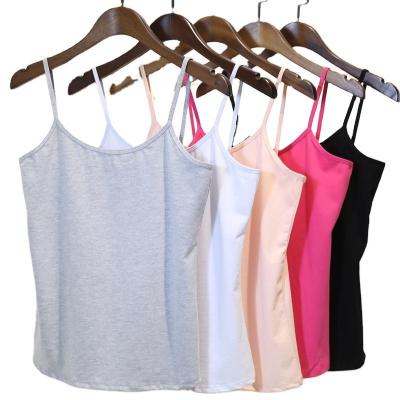 China QUICK DRY Spaghetti Strap Tank Tops White Cotton Tank Tops Women Solid Color Stretch Camisoles for sale