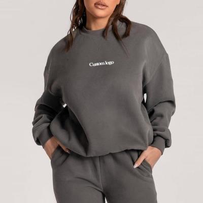 China Streetwear Luxury Oversized 100% Embroidered Hoodies Jumper Sweater Crewneck Embossed Anti-pilling Women's Cotton Couple Set Sweatshirt Women for sale