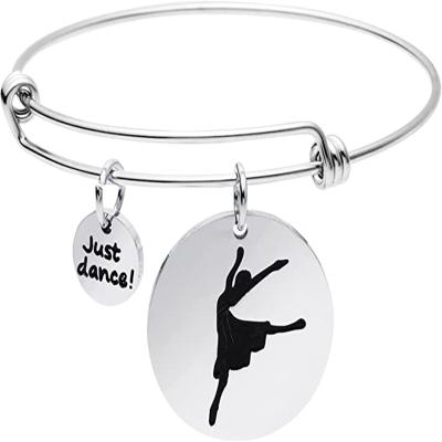 China CLASSIC Factory Made Just Dance Adjustable Bracelet Dancing Stainless Steel Wire Stackable Charm Bracelets for sale