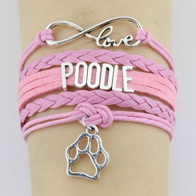 China CLASSIC Charm Bracelet Paw Charm Bracelets High Quality Infinity Love Poodle Leather Bracelet For Women Men Gift for sale