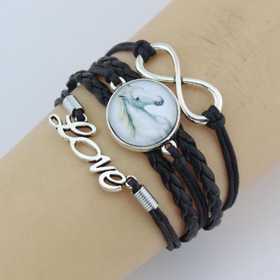 China High Quality CLASSIC Charm Bracelets Horse Leather Love Infinity Charm Bracelet For Men Women Gift for sale