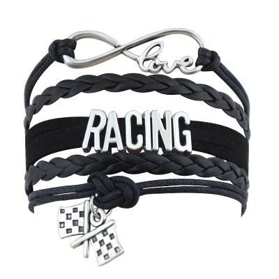 China High Quality Infinity Love CLASSIC Flag Charm Bracelets Leather Wrap Bracelet Bangle For Women Men Gift for sale