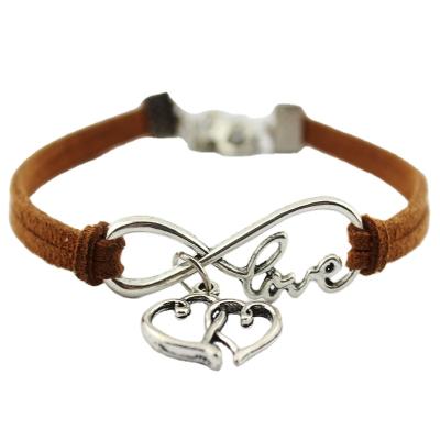 China High Quality CLASSIC Charm Bracelets Heart Leather Bangle Love Infinity Charm Bracelet For Women Men Gift for sale