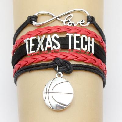 China CLASSIC Infinity Love Leather High Quality Texas Tech Bracelet Basketball Charm Bracelets Charm Bracelet For Women Men Gift for sale