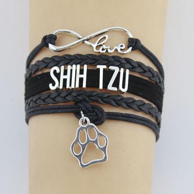 China CLASSIC Infinity Love Leather High Quality Shih Tzu Bracelets Charm Bracelet Paw Charm Bracelet For Women Men Gift for sale