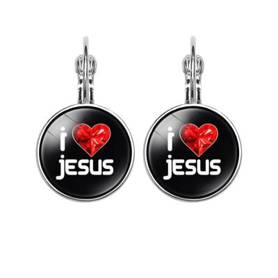 China CLASSIC Factory Made Jesus Earrings Alloy Earrings I Love Heart Earrings For Women Gift Customize for sale