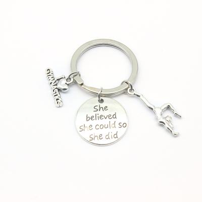 China Factory Made Charm Key Chain Gymnastics Gift Dancing Alloy Key Chain Key Chain Sports For Women Men Gift for sale