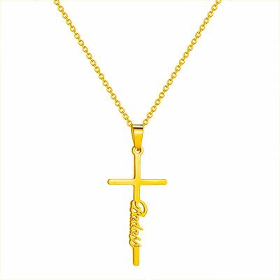 China 2021 FASHIONABLE High Quanlity Cross Love Slogan Necklace Stainless Steel Faith Inspirational Necklace For Women Men Gift for sale