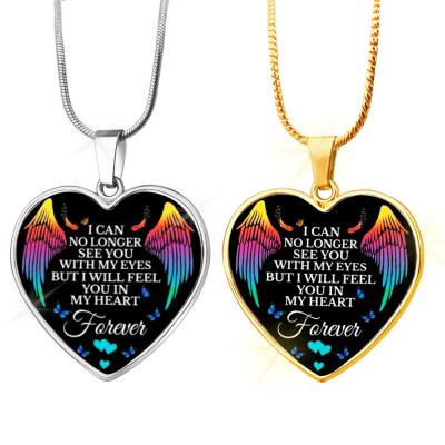 China New FASHIONABLE Factory Made Stainless Steel Necklace Forever Wings Peach Heart Alloy Pendant Jewelry Heart Shaped Key Chain Customize for sale