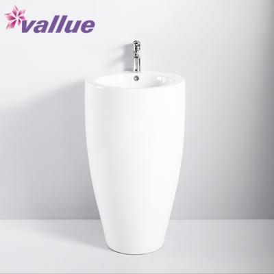 China Italian Popular Modern Design Decoration Ceramic Bathroom Sinks Single Pedestal Wash Basin for sale