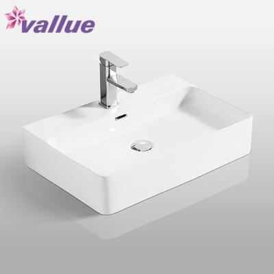 China Excellent price design porcelain hole Italian rectangular simple elegant decorative wash ceramic basin sink made in China for sale