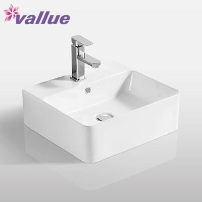 China Factory Supply Designs Hand Hole Italian Direct Basin Rectangular Single White Basin Sanitary Ware Countertops Hand Hole Ceramic Sink for sale