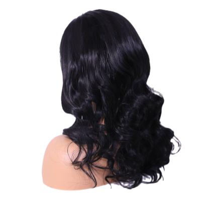 China Medium Hairline High Temperature Fiber Black Synthetic Body Wave Hair Part Wigs Lace Front Wigs for sale