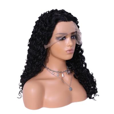 China Long Water Wave Medium Part HD Lace Fiber Hair Front Wigs Reusable Curly Hair Wigs for sale