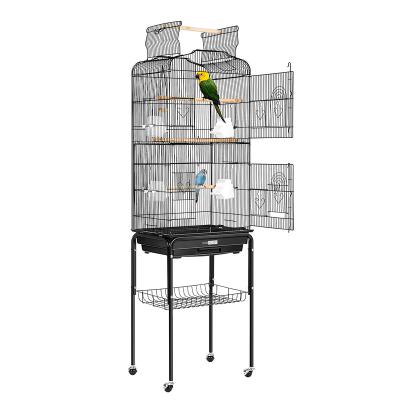 China Amazon Best Seller Sustainable Iron Bird Cage With Play Top And Rolling Stand For Parrots Conures for sale