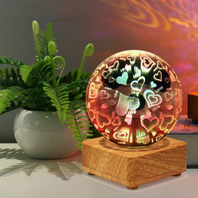 China 3D Atmosphere Light Table Lamp Bedside Lamp Europe Style Decorative Boreal Glass Night Light Post-modern Modern Multicolor for sale